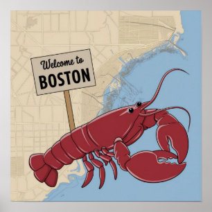Vintage Boston Massachusetts, Welcome to Boston Poster