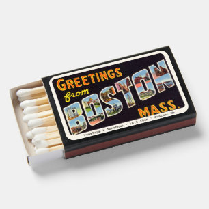 Vintage Boston Postcard Custom Wedding Favor Matchboxes