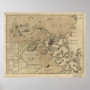 Vintage Boston Revolutionary War Map (1775) Poster