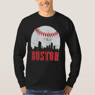 Vintage Boston Skyline Baseball Game Day T-Shirt
