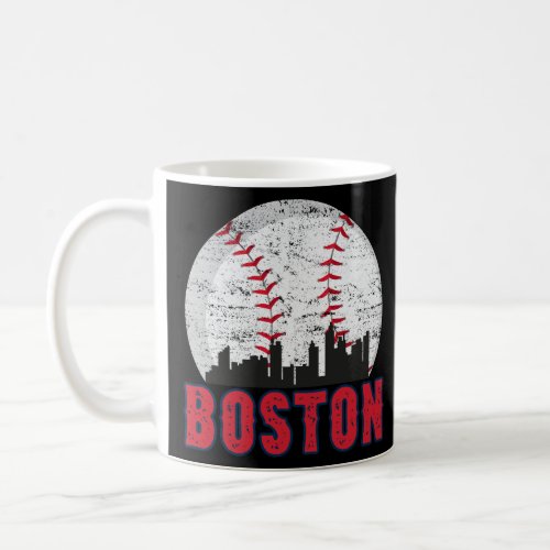 Vintage Boston Skyline Baseball Throwback For Red  Coffee Mug