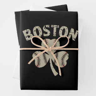 Vintage Boston St Patrick's Day Irish Shamrock Wrapping Paper Sheets