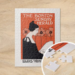 Vintage Boston Sunday Herald Jigsaw Puzzle<br><div class="desc">The Boston Sunday herald, ladies want it Feb 24 (1890-1920) | This vintage The Boston Sunday Herald illustration from February 24, featuring artwork by Ethel Reed, presents a striking image of a woman in a black dress, elegantly posed against a backdrop of bold red poppies. The contrast between the woman's...</div>