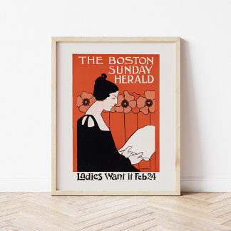 Vintage Boston Sunday Herald Poster