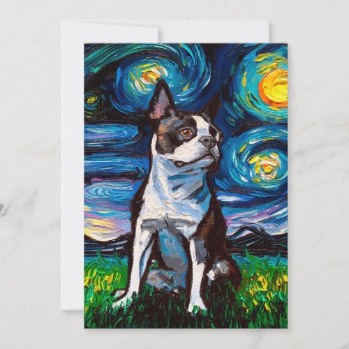 Vintage Boston Terrier  Cute gift for love animal Holiday Card