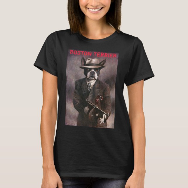 Vintage Boston Terrier Gangster T-shirt (Front)