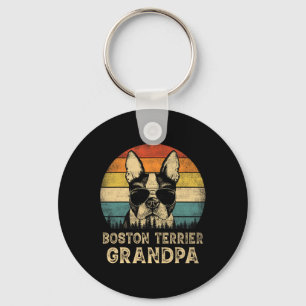 Vintage Boston Terrier Grandpa Dog Lovers Father&# Keychain