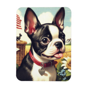 Vintage Boston Terrier Illustration Magnet