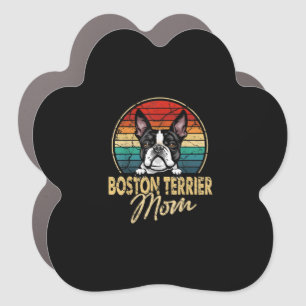 Vintage Boston Terrier Mom Funny Dog Lover Gifts Car Magnet