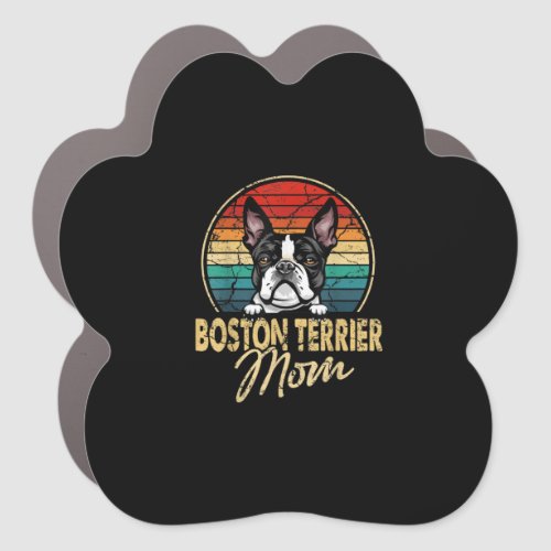 Vintage Boston Terrier Mom Funny Dog Lover Gifts Car Magnet
