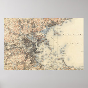 Vintage Boston Topographic Map (1900) Poster