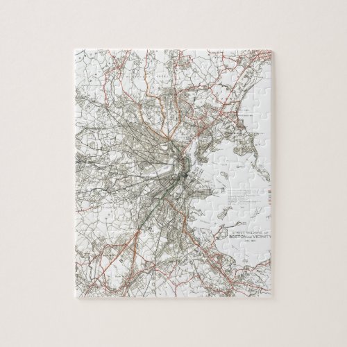 Vintage Boston Transit Line Map 1914 Jigsaw Puzzle