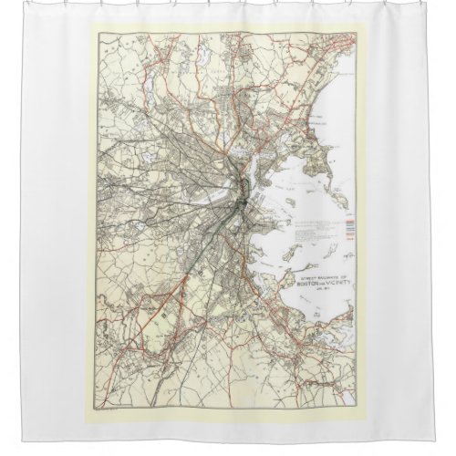 Vintage Boston Transit Line Map 1914 Shower Curtain