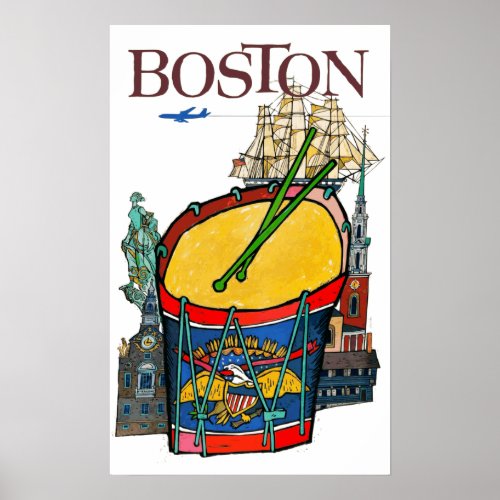 Vintage Boston Travel Poster