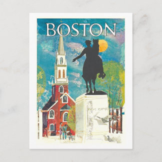 Vintage Boston Travel Poster Postcard