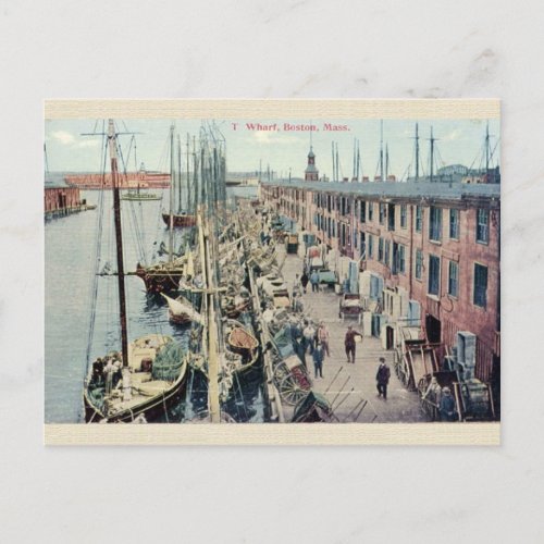 Vintage Boston Wharf Postcard