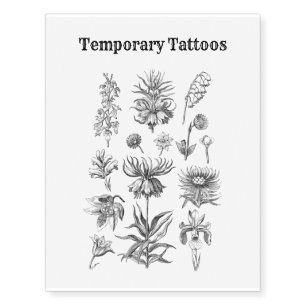 Vintage Botanic Black Wild Plants Temporary Tattoos