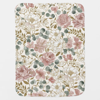Vintage Botanical All-Over Pattern Baby Blanket