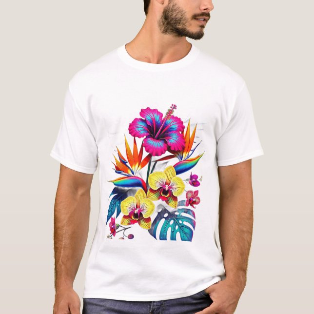 Vintage Botanical All-Over Pattern T-Shirt (Front)