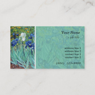 Vintage botanical art iris flowers professional business card