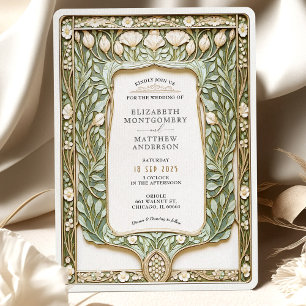 Vintage Botanical Art Nouveau Wedding Invitation