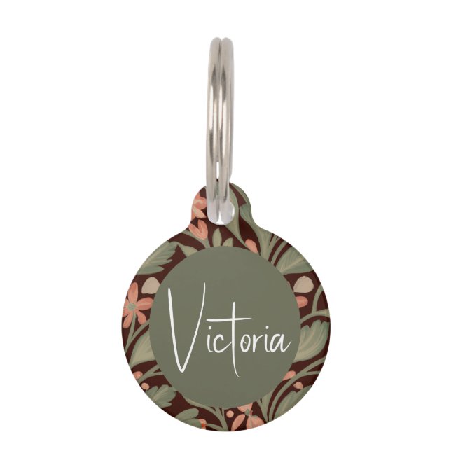 Vintage Botanical Arts and Crafts style Dog tag (Front)