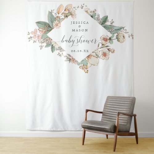 Vintage Botanical Baby Shower Backdrop