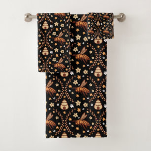 Vintage Botanical Bees & Beehives Bath Towel Set