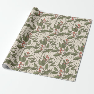 Vintage Botanical Berry and Speckle Wrapping Paper