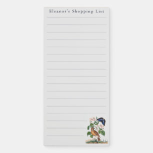 Vintage Botanical Bird Custom Shopping List Grocer Magnetic Notepad