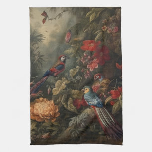  Vintage Botanical Birds in Paradise Moody Floral  Kitchen Towel