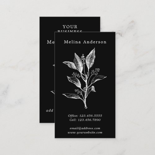 Vintage Botanical Black  White Business Card