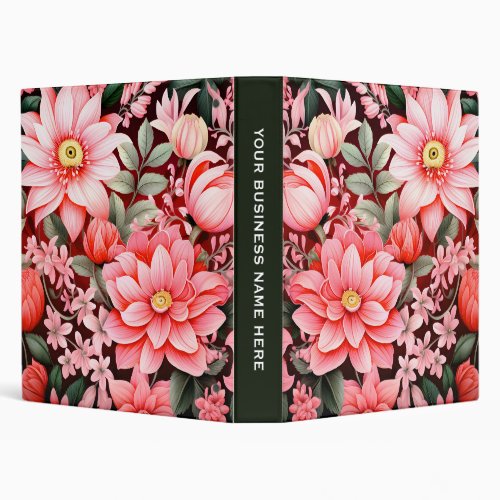Vintage Botanical Blooming Flower Garden 3 Ring Binder
