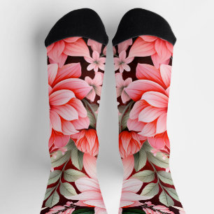 Vintage Botanical Blooming Flower Garden Socks