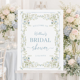 Vintage Botanical Blue Bridal Shower Foam Board