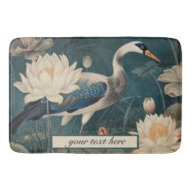 Vintage botanical blue crane, customizable 