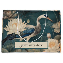 Vintage botanical blue crane customizable