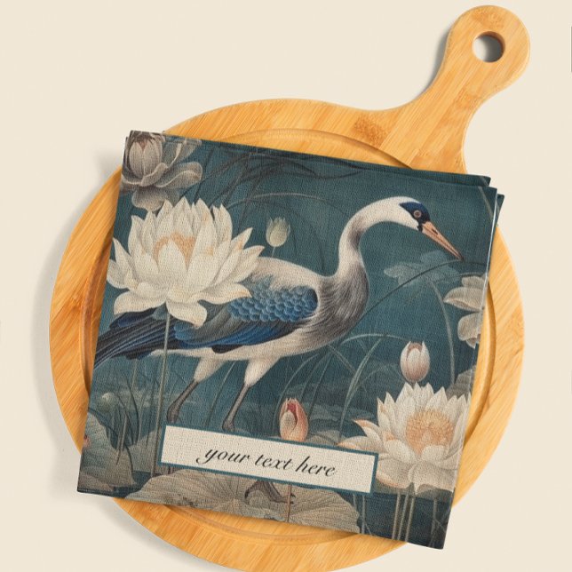 Vintage botanical blue crane customizable  napkins (Creator Uploaded)