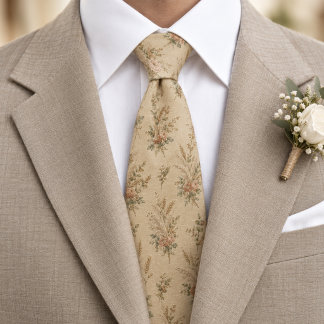 Vintage Botanical Blush Meadow Elegance Neck Tie
