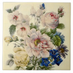 Vintage Botanical Bouquet Of Mixed Flowers Ceramic Tile at Zazzle