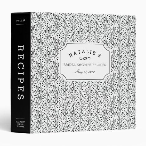 Vintage Botanical | Bridal Shower Recipe 3 Ring Binder