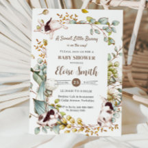 Vintage Botanical Bunny Rabbits Baby Shower QR