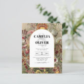 Vintage Botanical Burgundy Floral Wedding Invite (Standing Front)