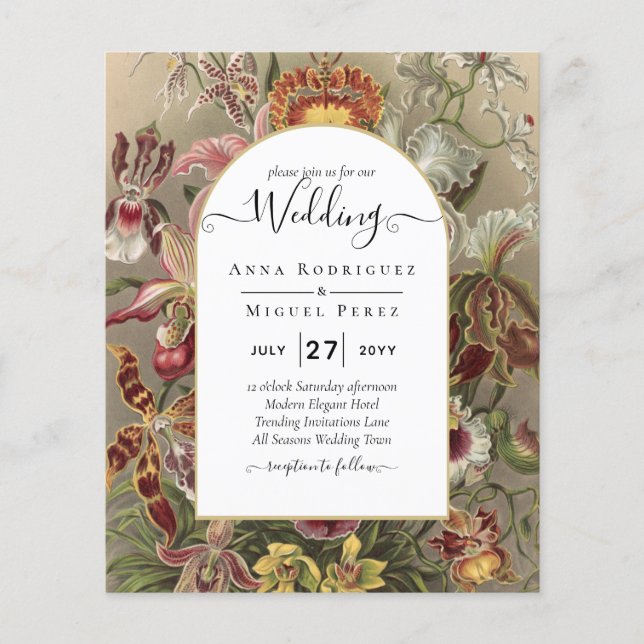 Vintage Botanical Burgundy Floral Wedding Invite Flyer (Front)
