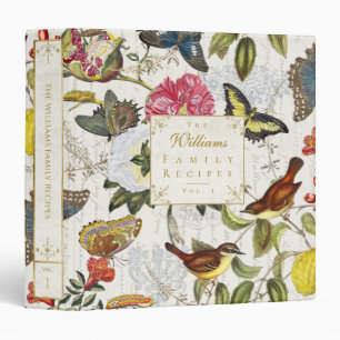 Vintage Botanical Butterflies and Birds Binder