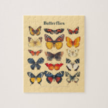 Vintage Botanical Butterflies Identification Jigsa