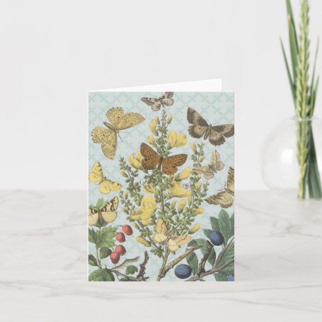 Vintage Botanical Butterflies...notecard Card (Front)