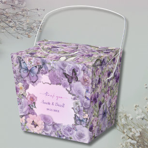 Vintage Botanical Butterfly Lavender Wedding Favor Boxes