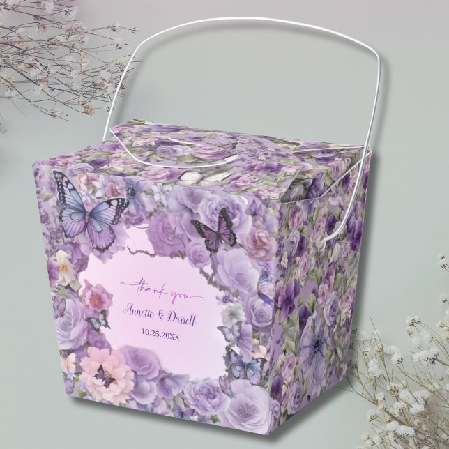 Vintage Botanical Butterfly Lavender Wedding Favor Boxes (Creator Uploaded)