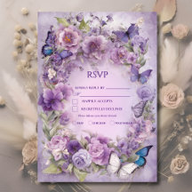 Vintage Botanical Butterfly Lavender Wedding